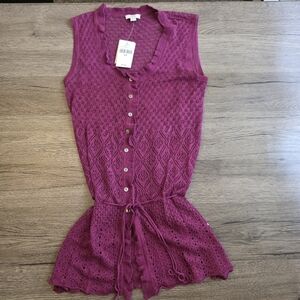 Women's J.Jill Crochet Sleeveless Cardigan size XS new